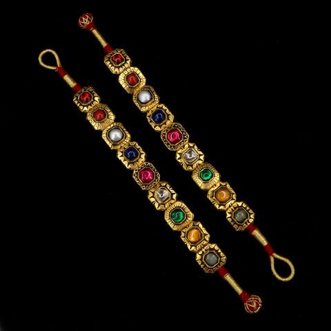 Heritage Navratna Ponchi Bracelet Pair