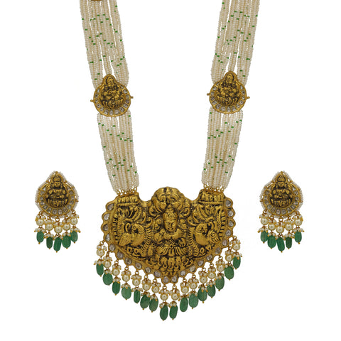 Laxmi Ji Temple Necklace Set with Syndicate Polki