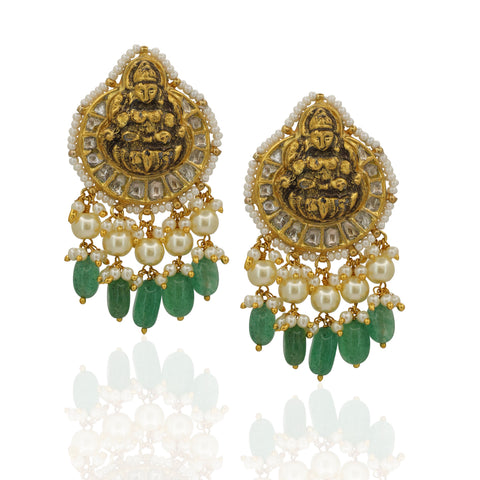 Laxmi Ji Temple Necklace Set with Syndicate Polki