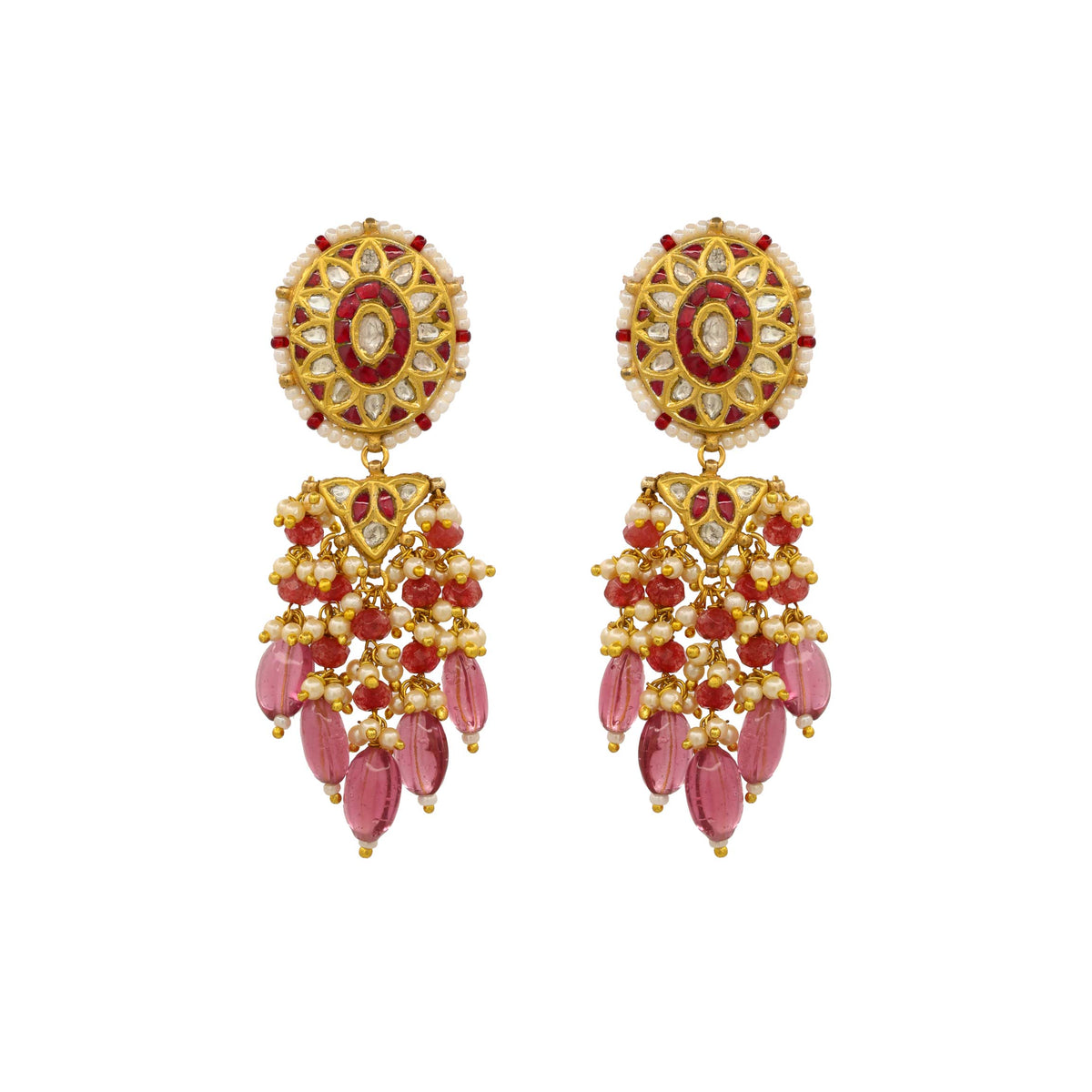 Royal Ruby and Polki Diamond Jhumka