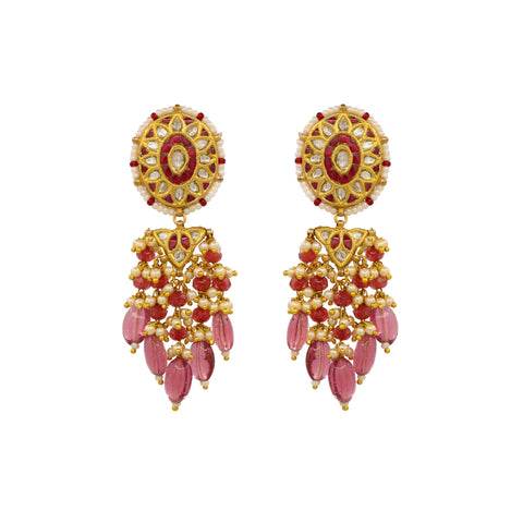 Royal Ruby and Polki Diamond Jhumka