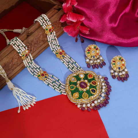 Cosmic Harmony Navratna Pendant Set