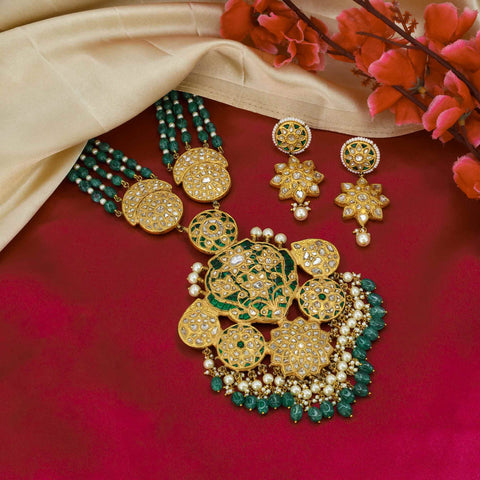 Sobhagya Polki Diamond Long Pendant Set