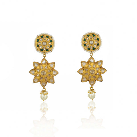 Sobhagya Polki Diamond Long Pendant Set