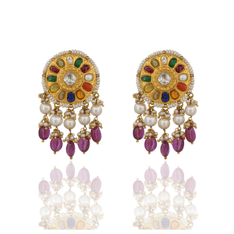 Cosmic Harmony Navratna Pendant Set