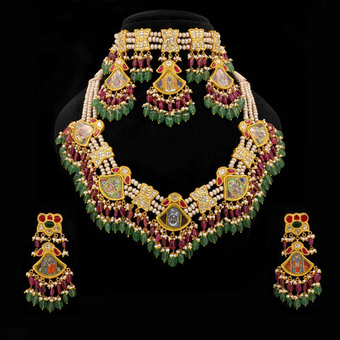 Shreenath Ji Gold Necklace Full Set