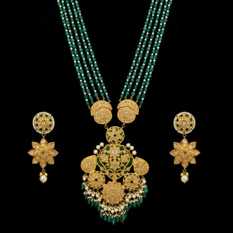 Sobhagya Polki Diamond Long Pendant Set