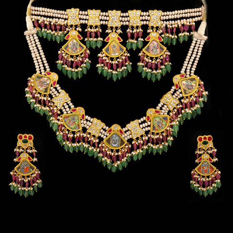 Shreenath Ji Gold Necklace Full Set