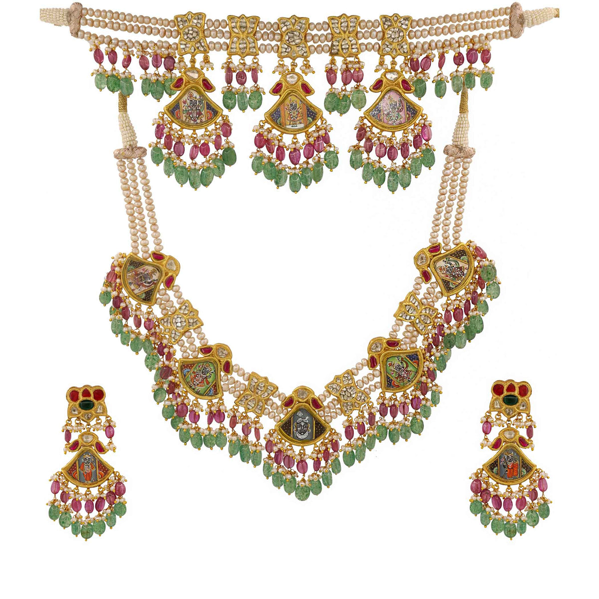 Shreenath Ji Gold Necklace Full Set