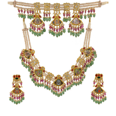 Shreenath Ji Gold Necklace Full Set