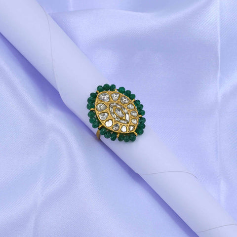 Gold Polki Diamond Ring (Hallmark 91.6)
