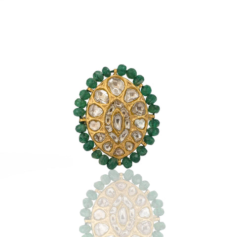 Gold Polki Diamond Ring (Hallmark 91.6)