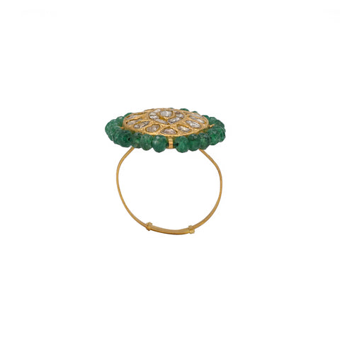 Gold Polki Diamond Ring (Hallmark 91.6)