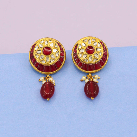 Ruby and Polki Diamond Earrings