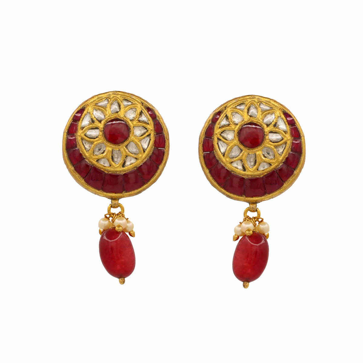 Ruby and Polki Diamond Earrings
