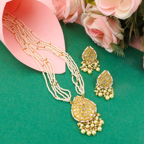 Pearl Radiance Polki Diamond Pendant Set