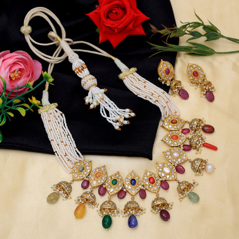 Marcus Shaped Navratan Kathla Set (Hallmark 91.6)