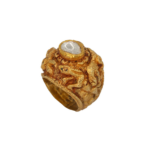 Diamond Polki Gold Ring( Hallmark-91.6)