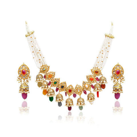 Marcus Shaped Navratan Kathla Set (Hallmark 91.6)