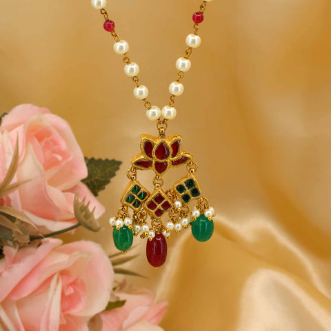 Lotus-Inspired Ruby and Emerald Necklace