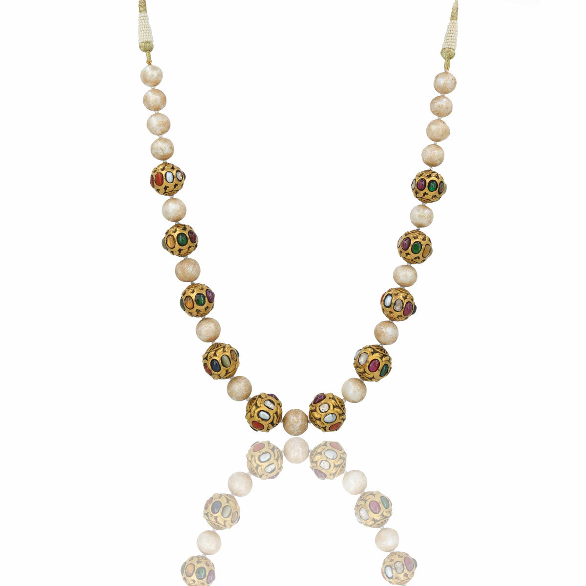 Antique Navratan Balls Kathla Necklace