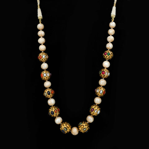 Antique Navratan Balls Kathla Necklace