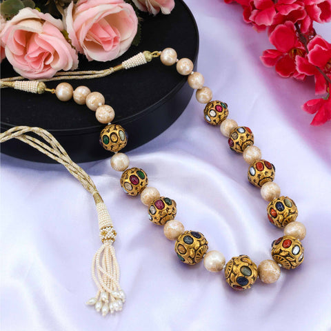 Antique Navratan Balls Kathla Necklace