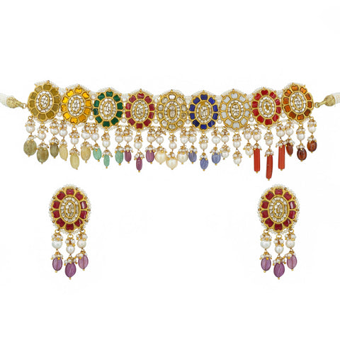 Multi Gemstone Chocker Necklace Set