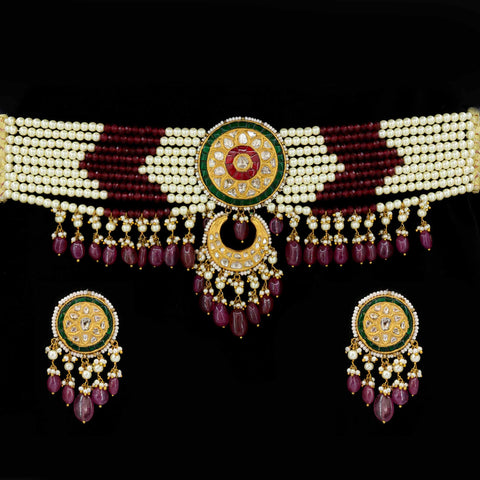 Polki Diamond Choker Necklace Set