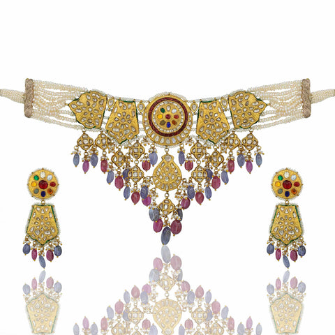 Polki Diamond Choker Necklace Set