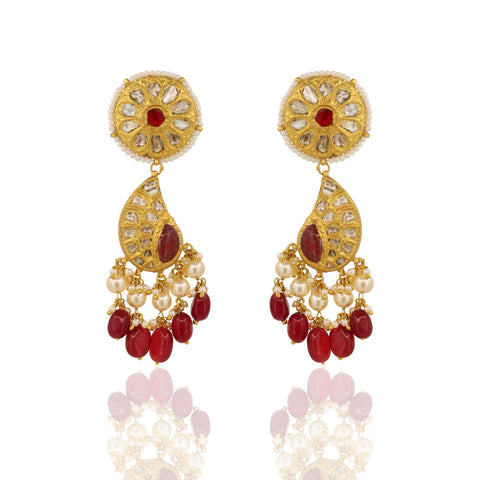 Royal Navratna Polki Diamond Mango Mala Necklace Set