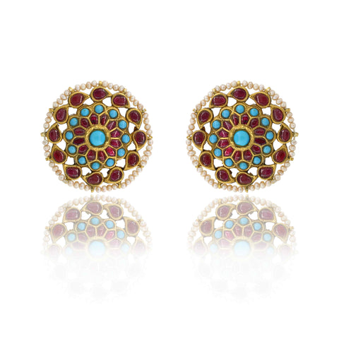Rajputana Ruby and Turquoise Gold Necklace Set