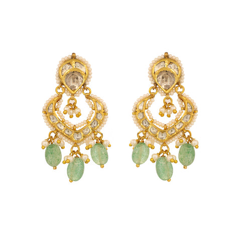 Saraswati Harit Gold Polki Diamond Pendant Set