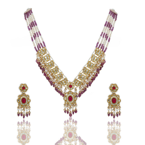 Polki Diamond Necklace Set (Hallmark-91.6)