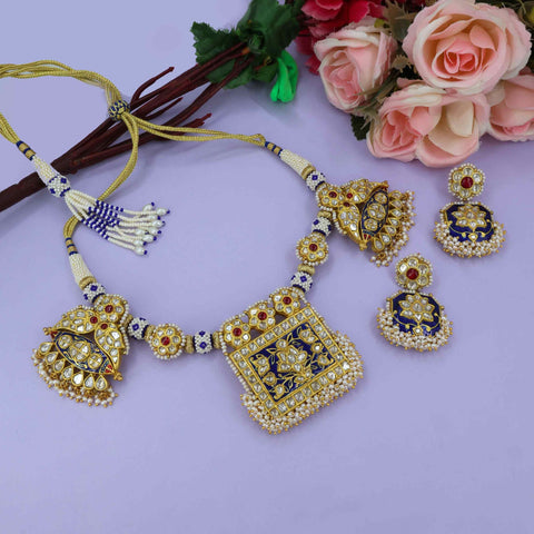 Blue Enameling Necklace Set