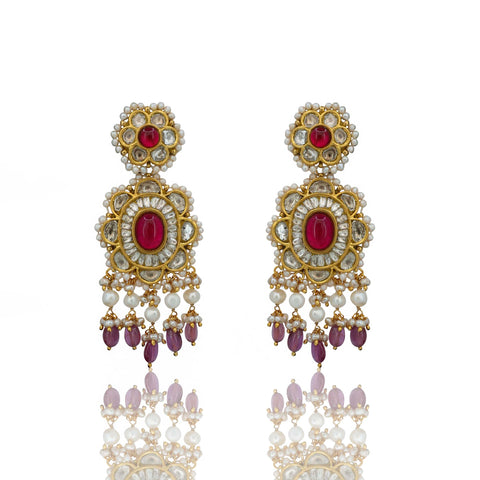 Polki Diamond Necklace Set (Hallmark-91.6)