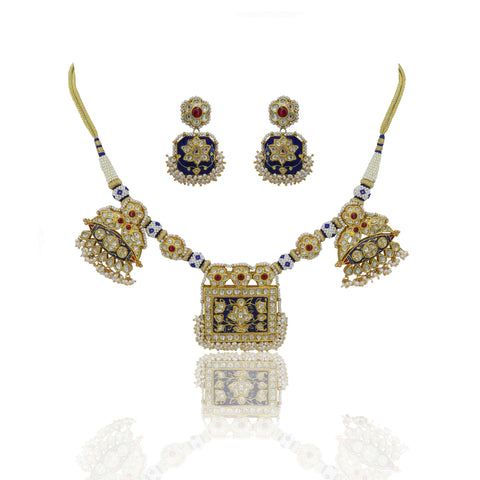 Blue Enameling Necklace Set