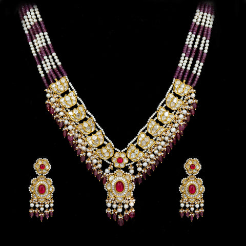 Polki Diamond Necklace Set (Hallmark-91.6)