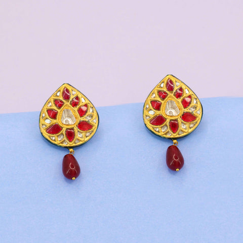 Ruby Drop Earrings with Polki Diamonds