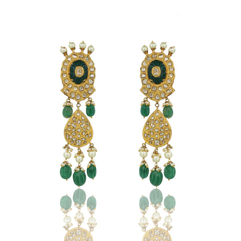 Green Stone Polki Choker Necklace Set