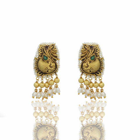 South Peacock Designed Gold Necklace Set (Hallmark-91.6)