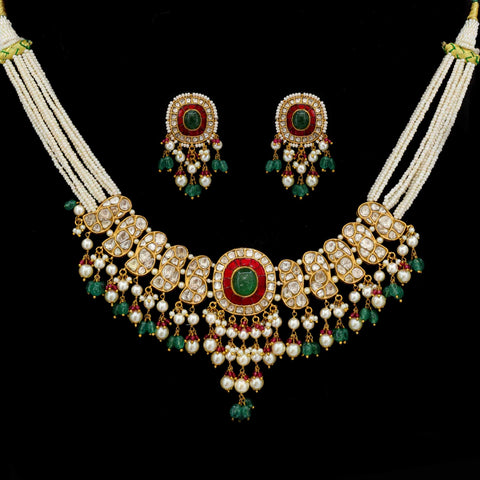 Polki Choker Necklace Set (Hallmark-91.6)