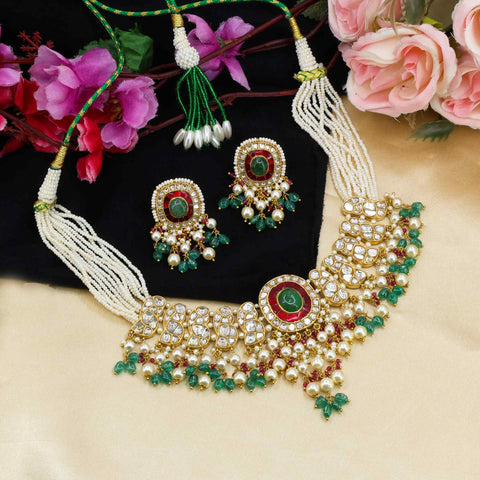 Polki Choker Necklace Set (Hallmark-91.6)