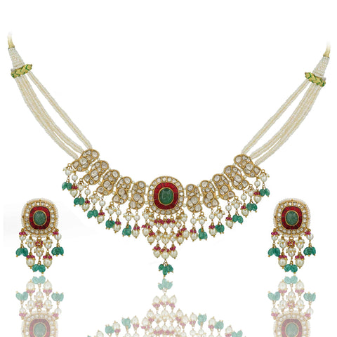 Polki Choker Necklace Set (Hallmark-91.6)