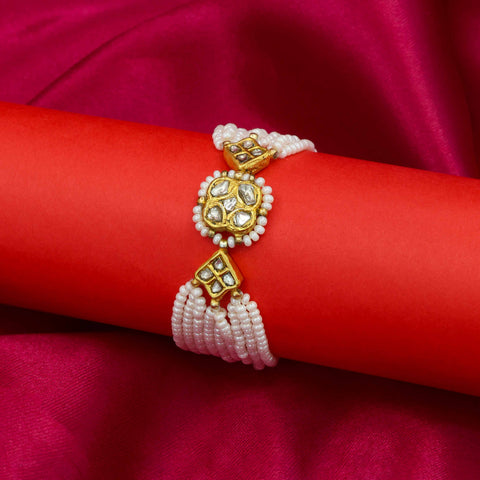 Traditional Polki Diamond Bracelet with Pearls