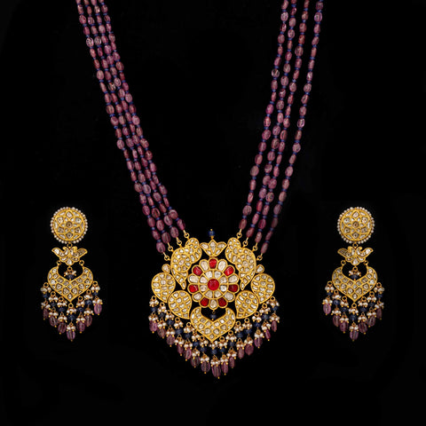 Indira Polki Diamond Pendant Set