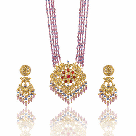 Indira Polki Diamond Pendant Set