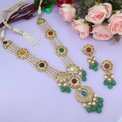 Navratan Necklace Set (Hallmark – 91.6)