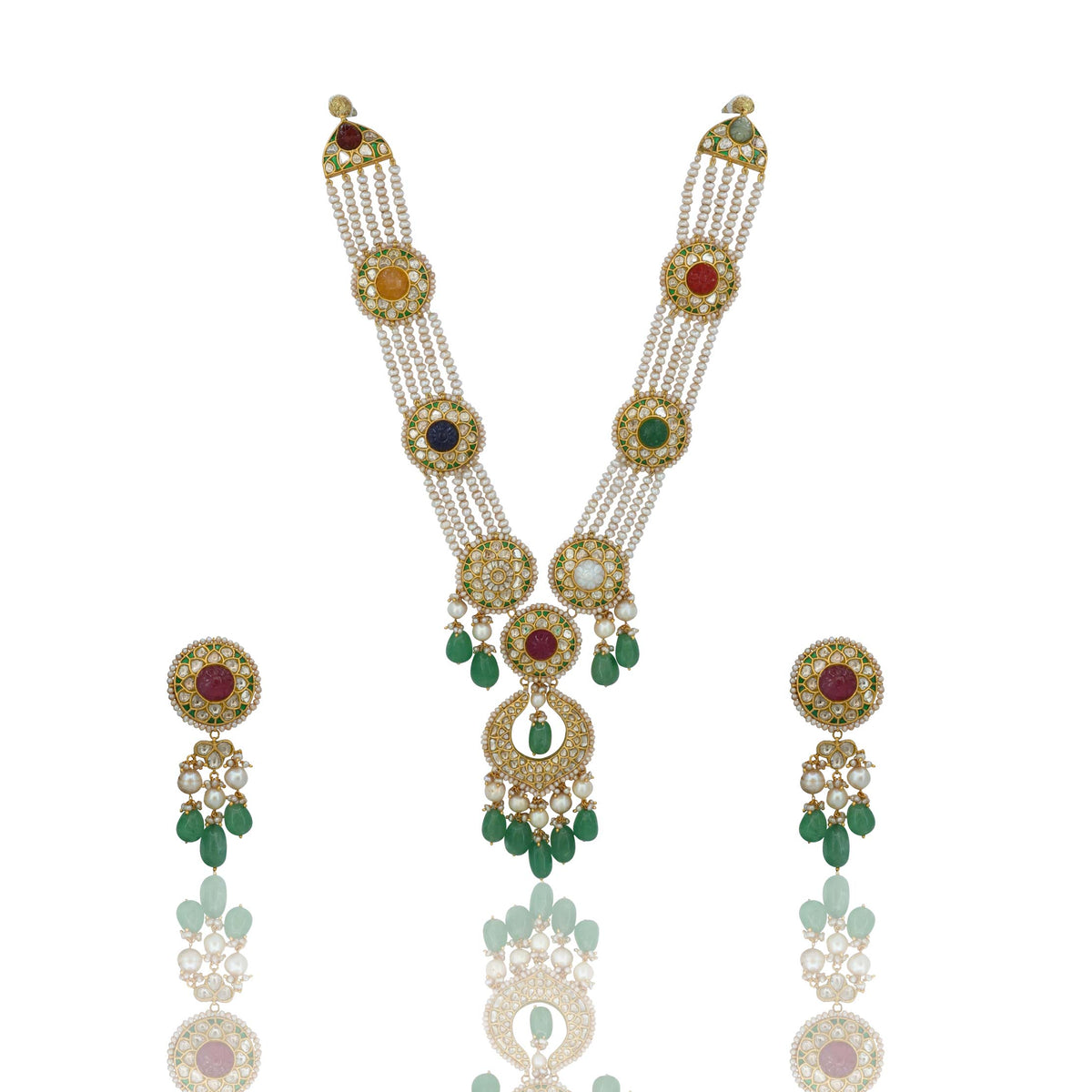Navratan Necklace Set (Hallmark – 91.6)