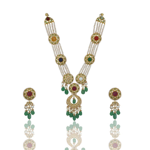 Navratan Necklace Set (Hallmark – 91.6)